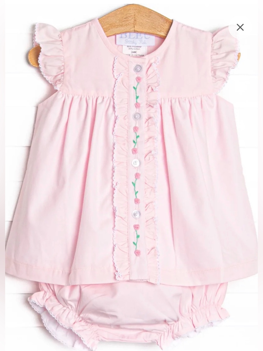 Pink Ruffle Baby Dress & Bloomers Set